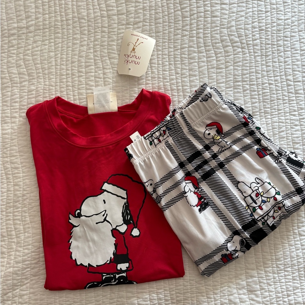 munki munki Red and White Snoopy Pajama Set